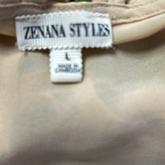 Zenna Styles Tan Sleeveless blouse with criss-cross back size L - Picture 4 of 5